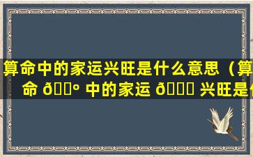 算命中的家运兴旺是什么意思（算命 🐺 中的家运 🐛 兴旺是什么意思呀）